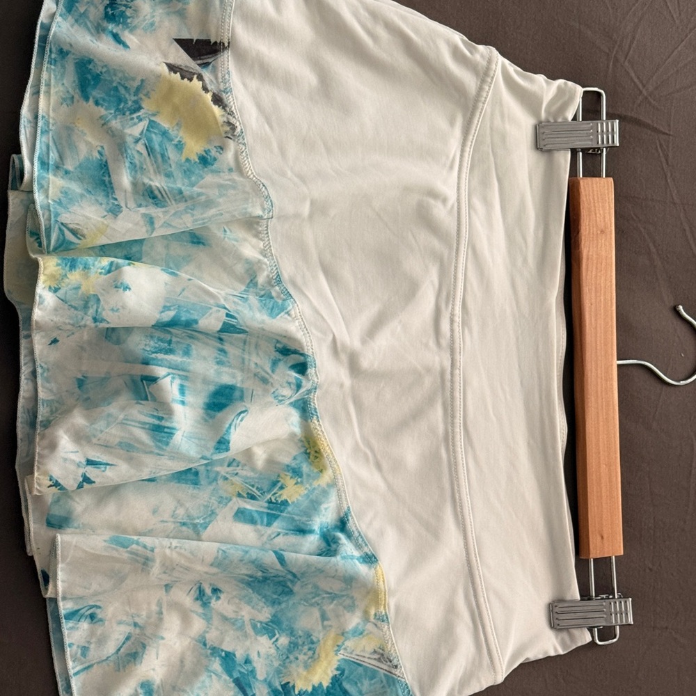 Lija White Mini Skirt with Teal & Yellow Floral Ruffle